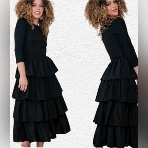 NWOT JessaKae Eiffel Tiered Black Dress